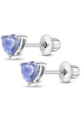 cute silver 5mm light purple cubic zirconia June birthstone earrings